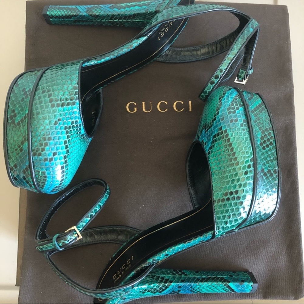 Gucci Huston Python Platform Pumps 39.5 EU